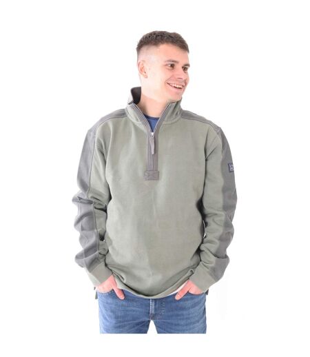 Sweat Motif/style Panneau Contrasté Homme Vert Kaki Lazy Jacks