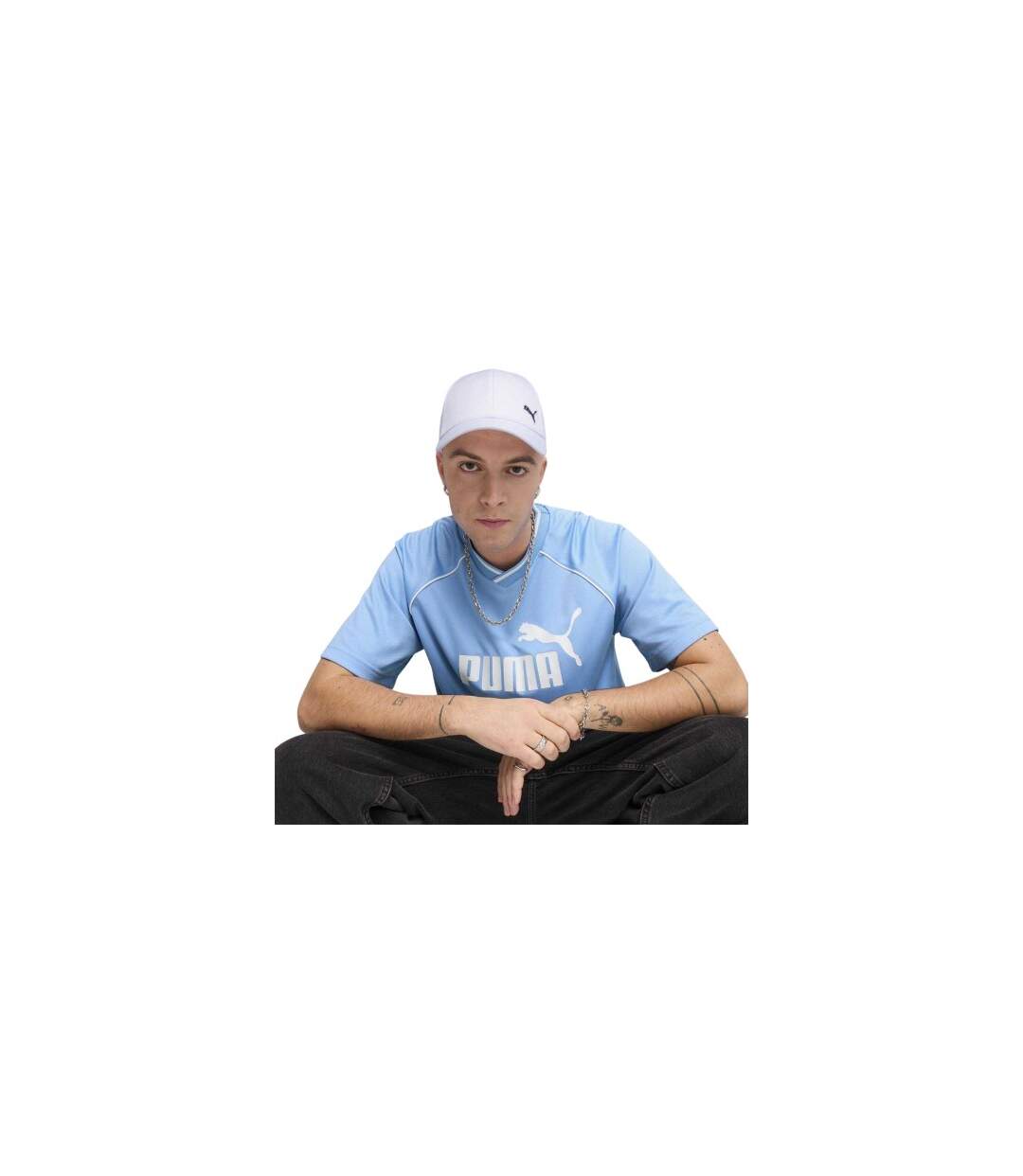 Mens Essential Metal Logo Baseball Cap  White Puma-1