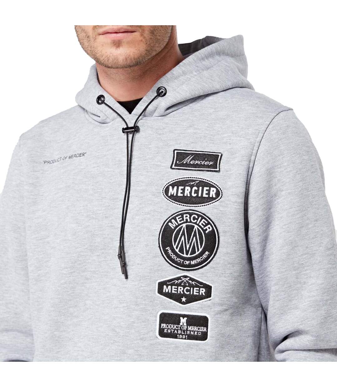 Mens Mono Hybrid Hoodie Grey Marl Mercier-3