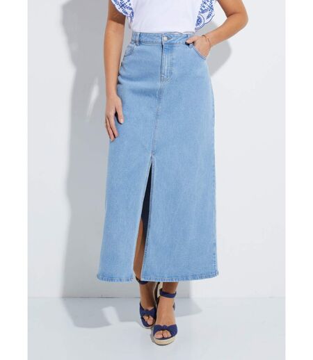 Jupe droite longue en jean 4 poches