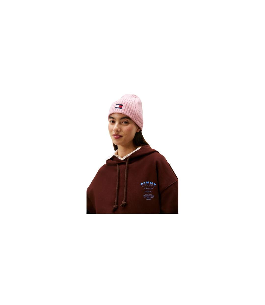 Bonnet Motif/style Logo Et Drapeau Rose Tommy Jeans-1