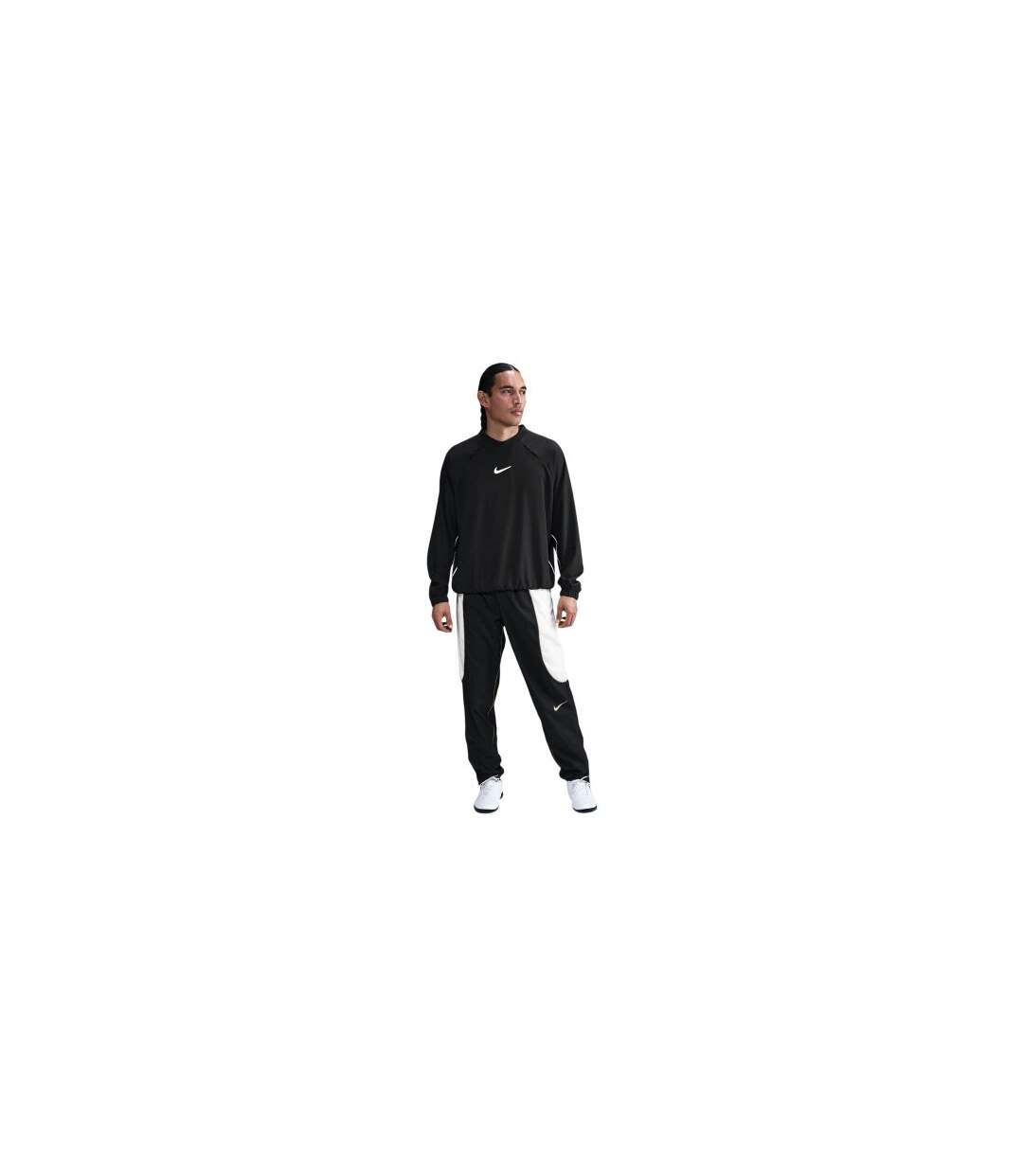 Sweat Motif/style Grand Logo Swoosh Homme Noir Blanc Nike-1