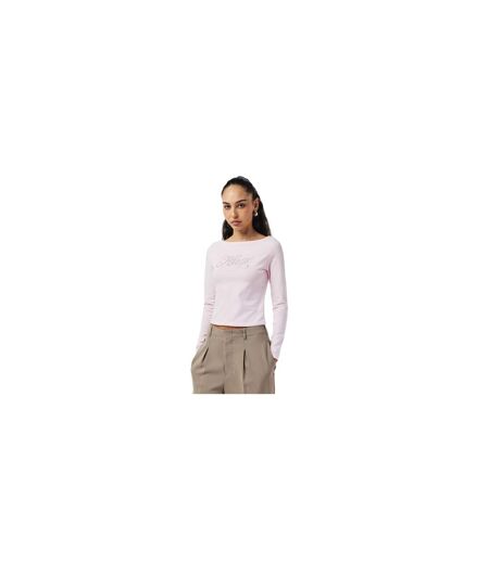 T-shirt Manches Longues Motif/style Strass Femme Rose Pastel Hugo