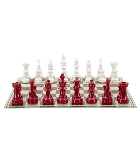Jeu d'Échec en Verre Board 61cm Rouge & Blanc