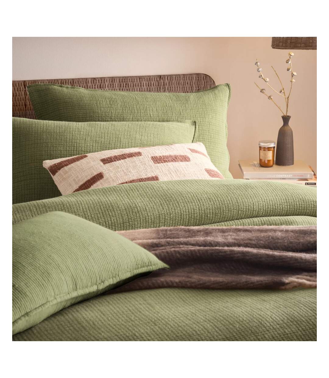 Ribble acid wash duvet cover set khaki green Yard-2