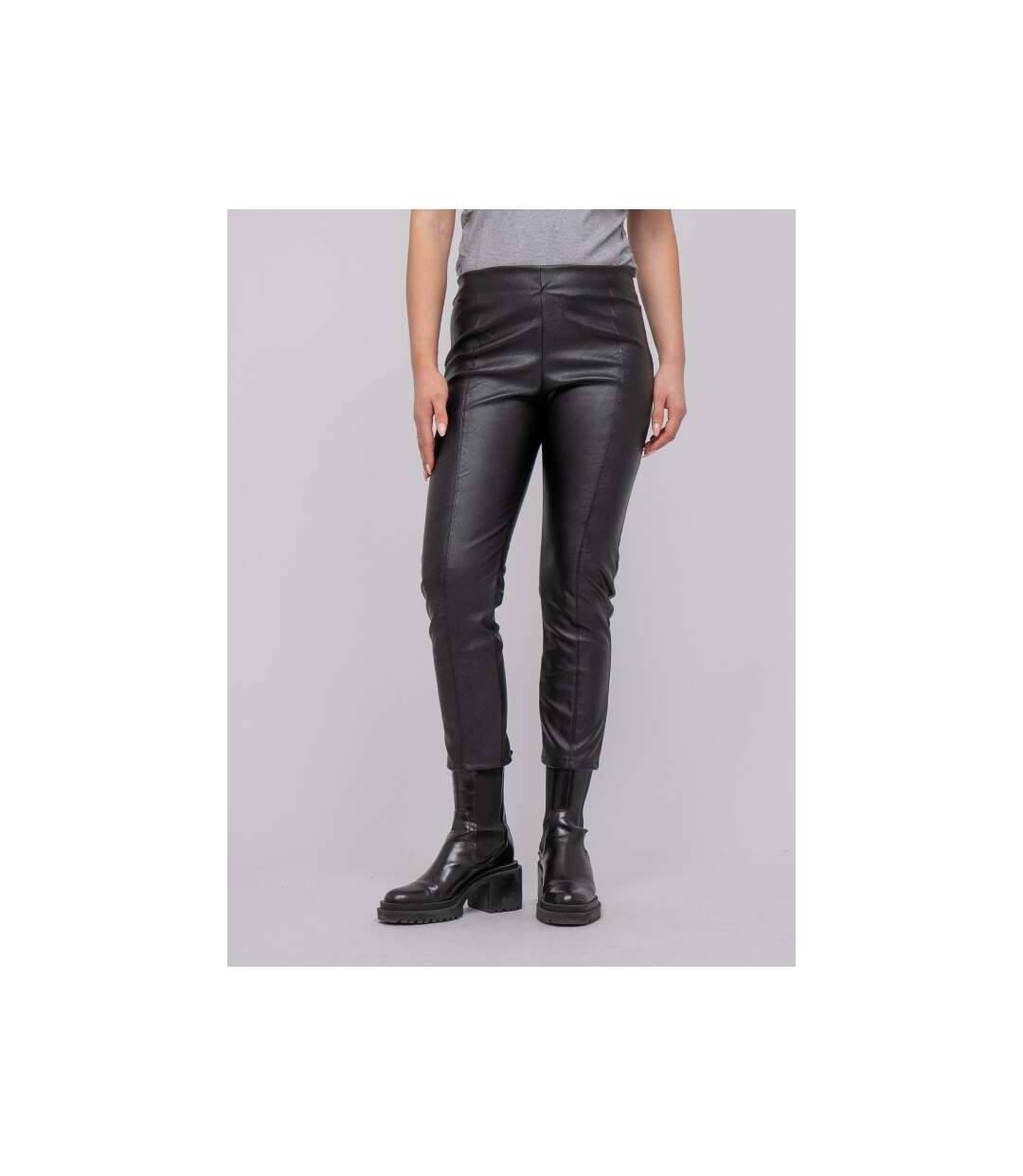 Pantalon effet cuir taille haute ELEXIA - Dona X Lisa-1