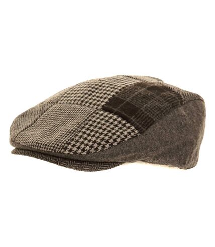 Mens Patchwork Winter Flat Cap With Wool (Grey) - UTHA254