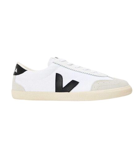 Womens/ladies Volley Contrast Logo Suede Trainers White Black Veja