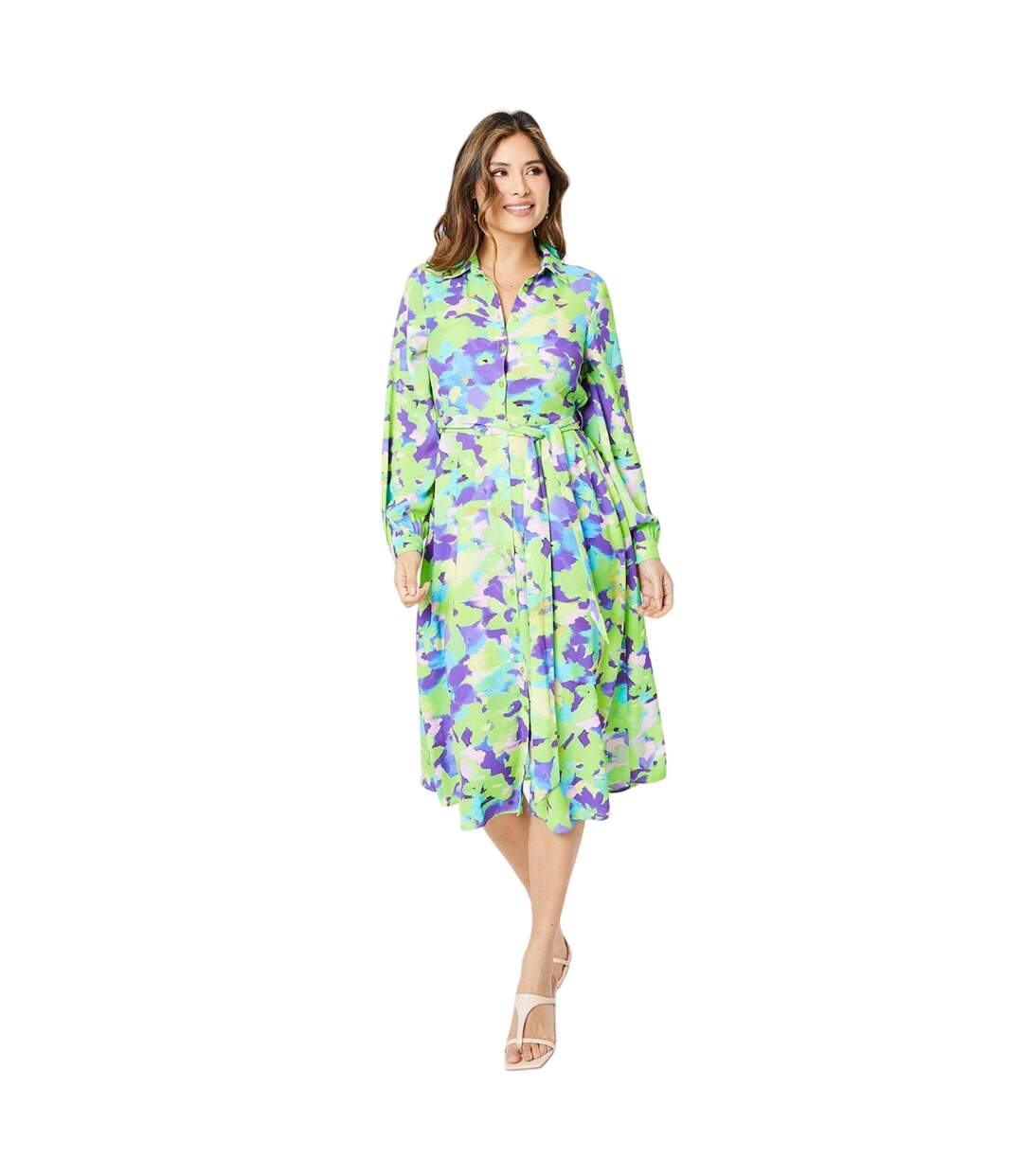 Robe Chemisier Femme Vert Violet Principles-1