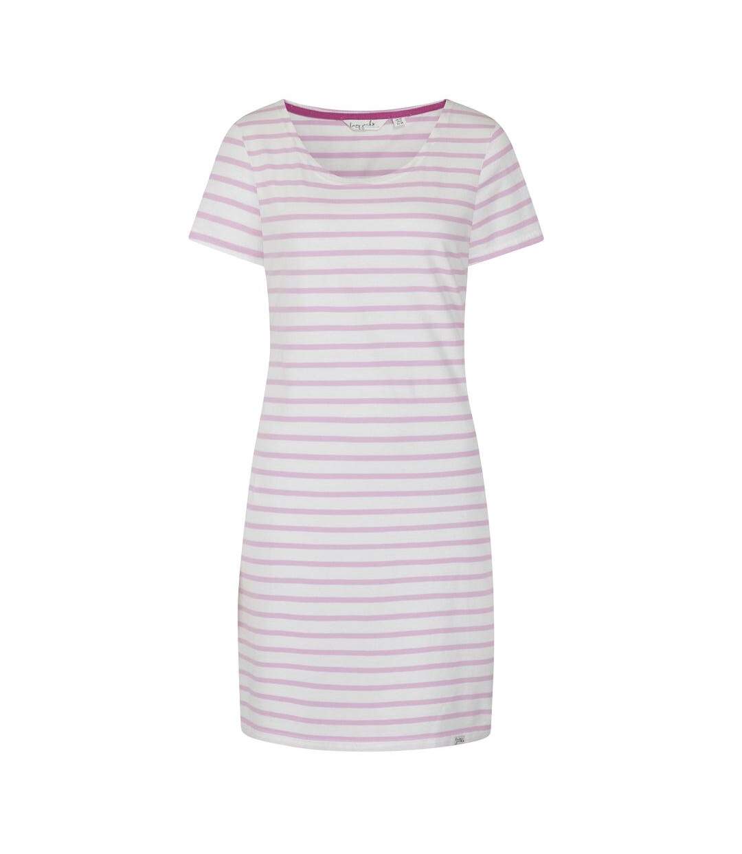 Robe T-shirt Motif/style Rayé Femme Rose Pâle Lazy Jacks-1