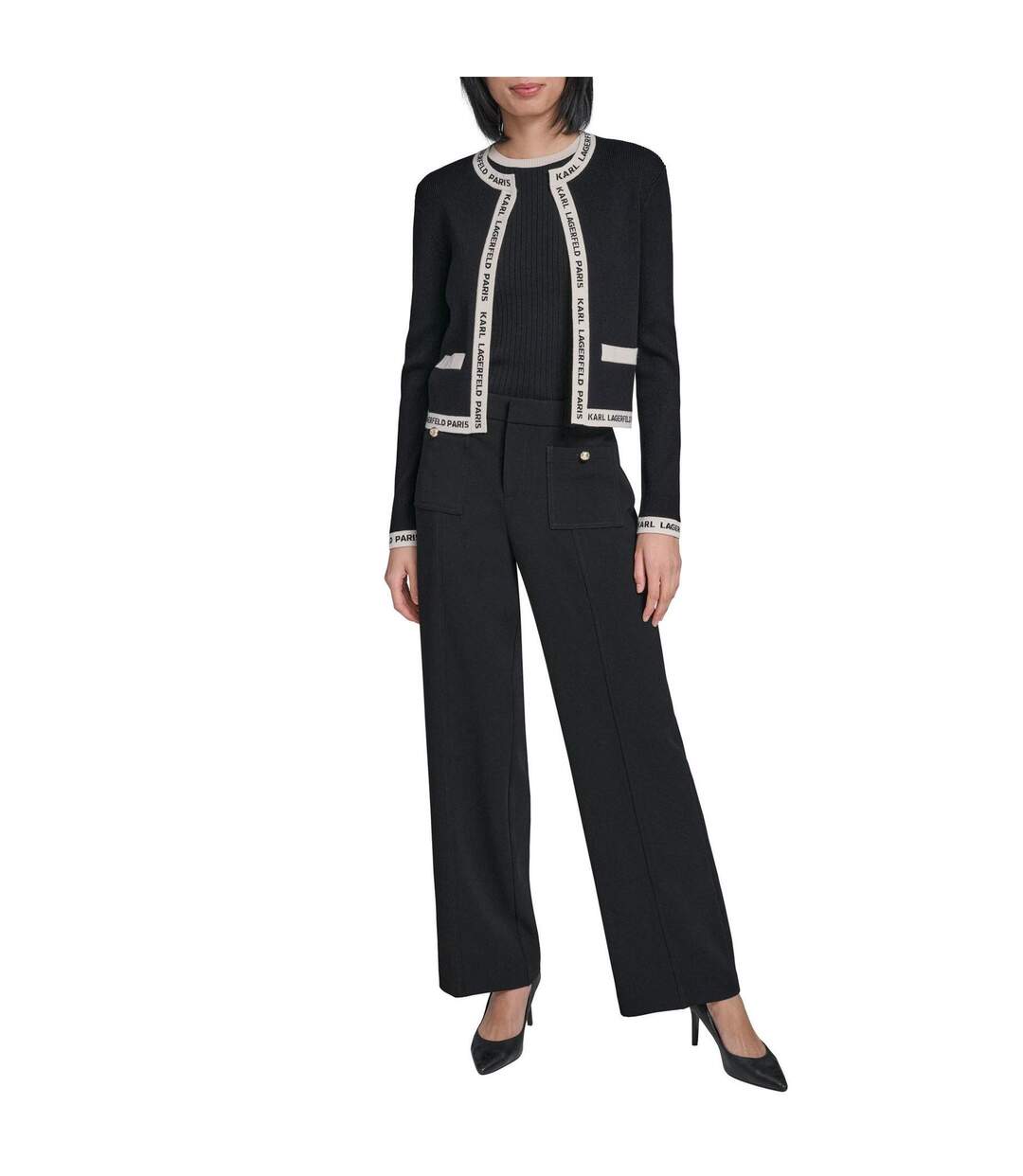 Cardigan Manches Longues Femme Noir Café Moka Karl Lagerfeld-4