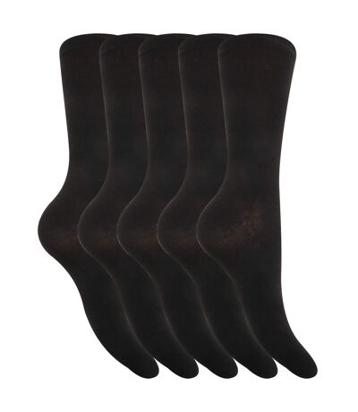Floso Womens/Ladies Plain Socks (Pack Of 5) (Black) - UTW454