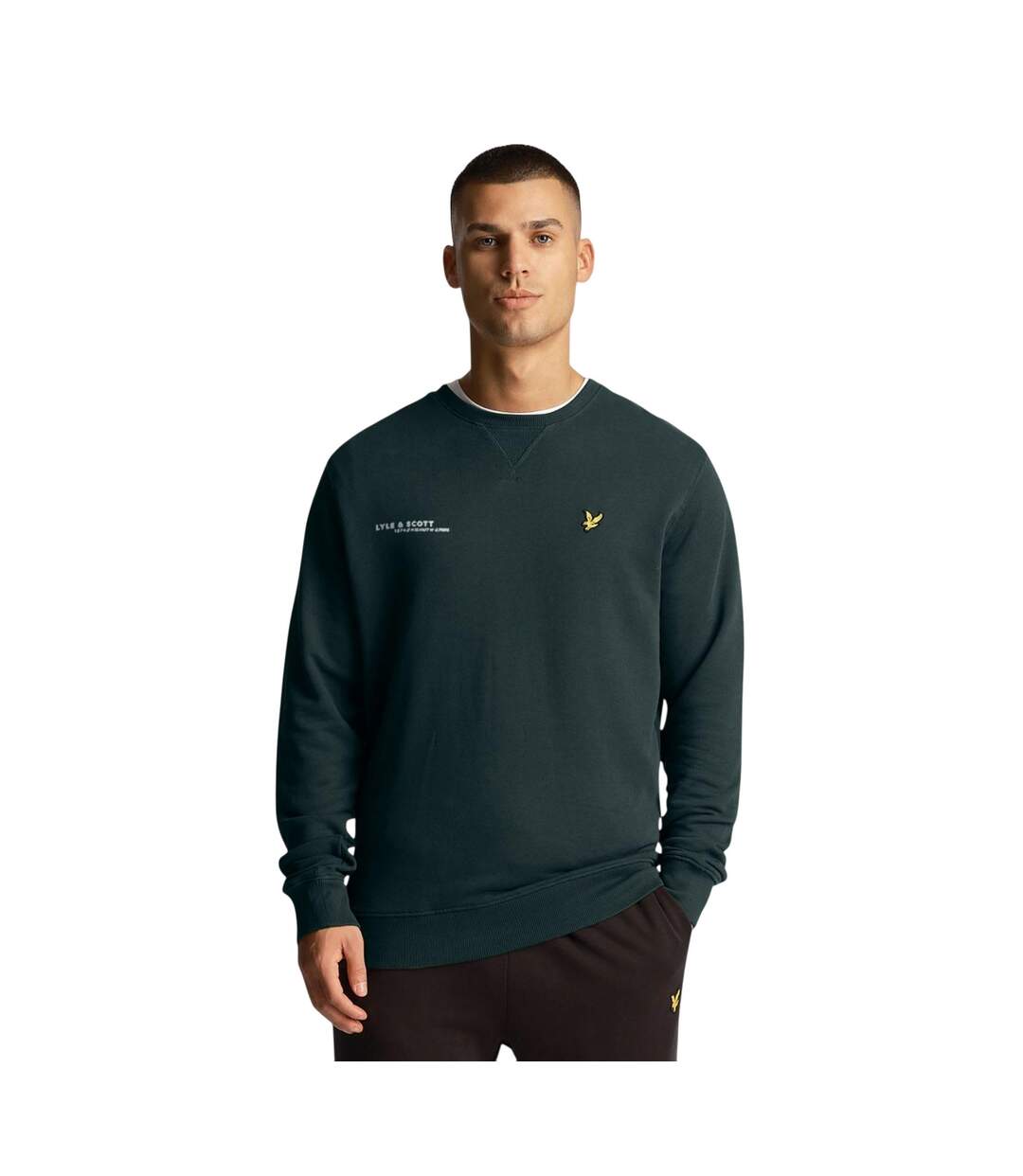 Mens Co-ordinate Print Crew Neck Sweatshirt Green Lyle & Scott-1