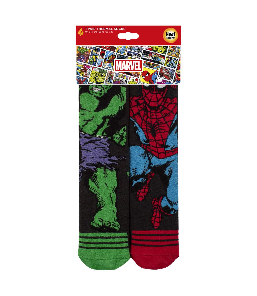 Heat Holders - Chaussettes thermiques à motifs Hulk Spiderman Marvel pour homme-2