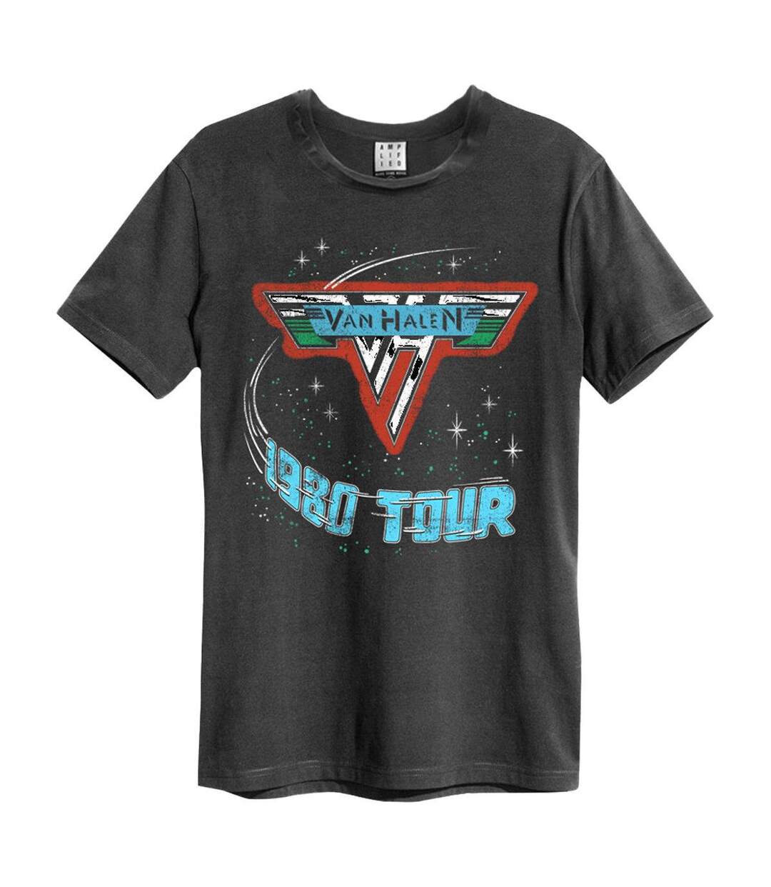 Unisex Adult 1980 Tour Van Halen T-shirt Charcoal Amplified-1