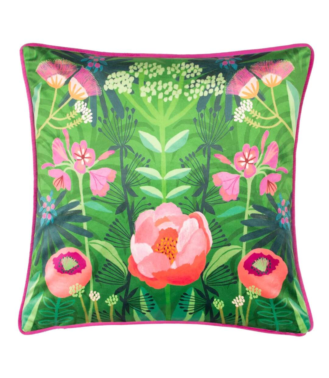 Spring blooms illustration cushion cover one size green Kate Merritt-1