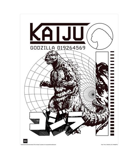 Godzilla Kaiju Print (Black/White) (40cm x 30cm x 0.2cm)