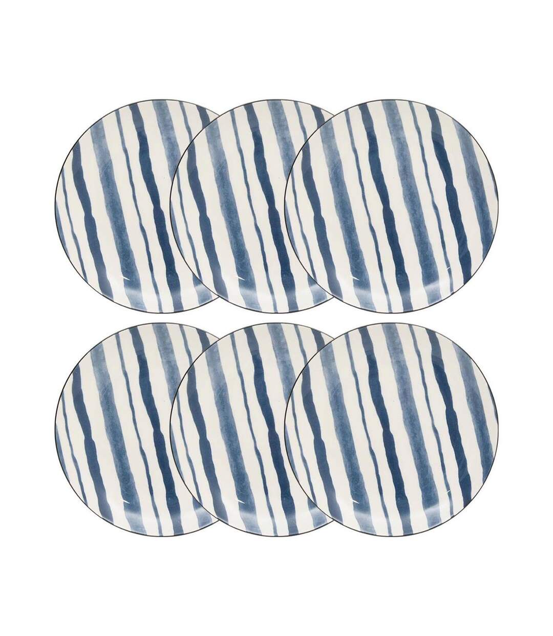 Lot de 6 Assiettes à Dessert Umami Rayure 19cm Bleu-1