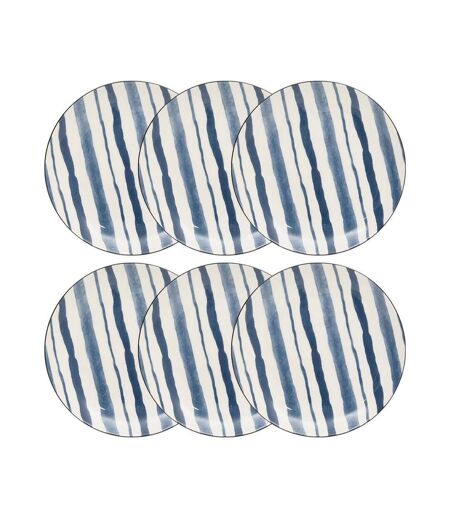 Lot de 6 Assiettes à Dessert Umami Rayure 19cm Bleu