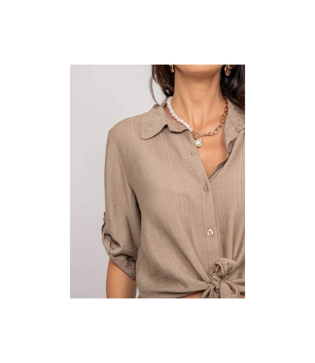 Chemise manches courtes nouée OVELIE - Dona X Lisa-3