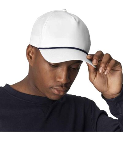 Coolmax Baseball Cap White Navy Beechfield