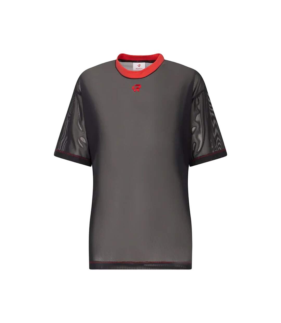 Womens/ladies Inky Mesh Oversized T-shirt Black Red Run-2