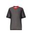 Womens/ladies Inky Mesh Oversized T-shirt Black Red Run-2