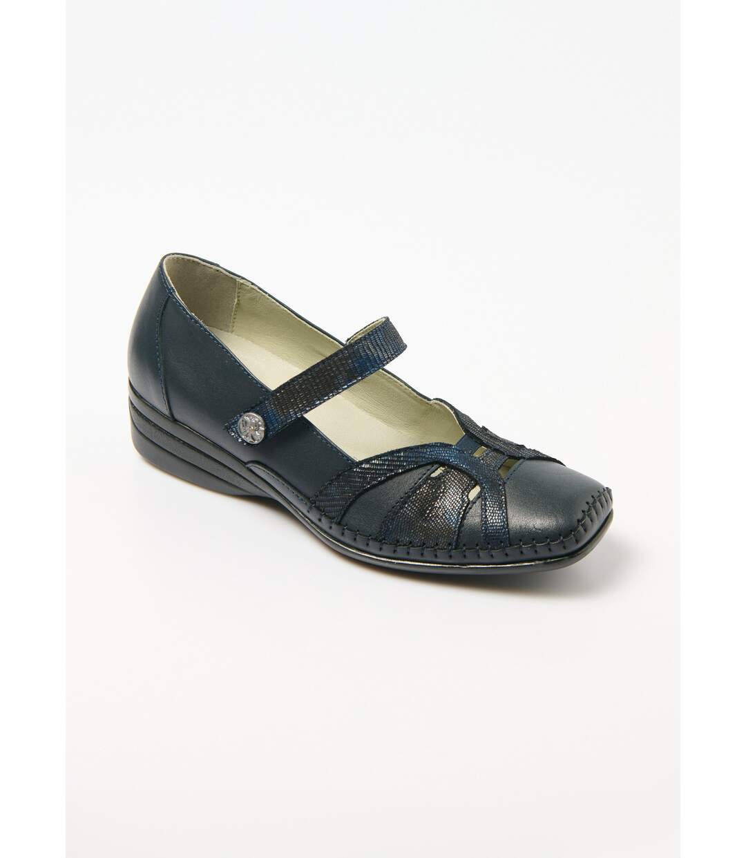 Ballerines largeur confort cuir scratchées-1