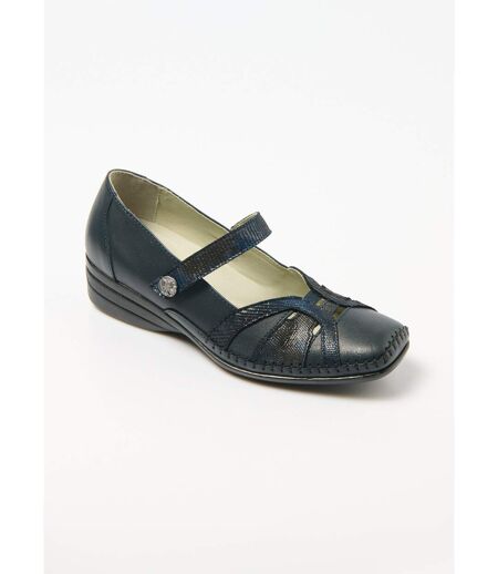 Ballerines largeur confort cuir scratchées