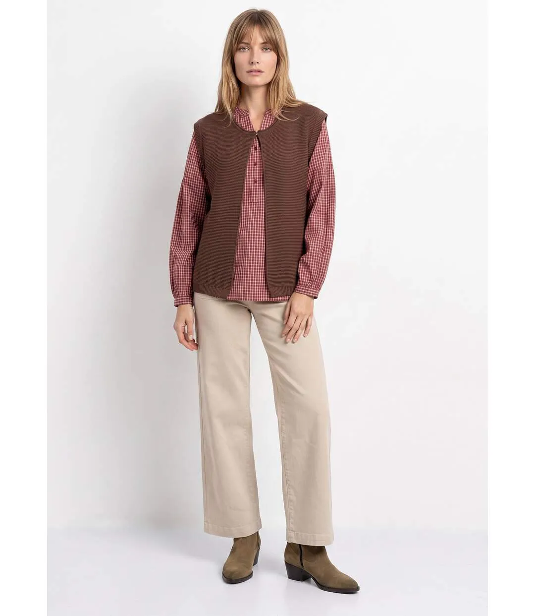 Gilet sans manches maille fantaisie-3