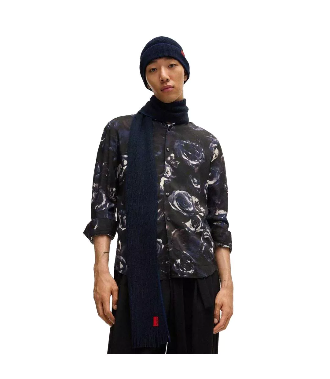 Ensemble Bonnet Et Écharpe Zaschel Homme Taille Unique Bleu Marine Rouge Hugo-1