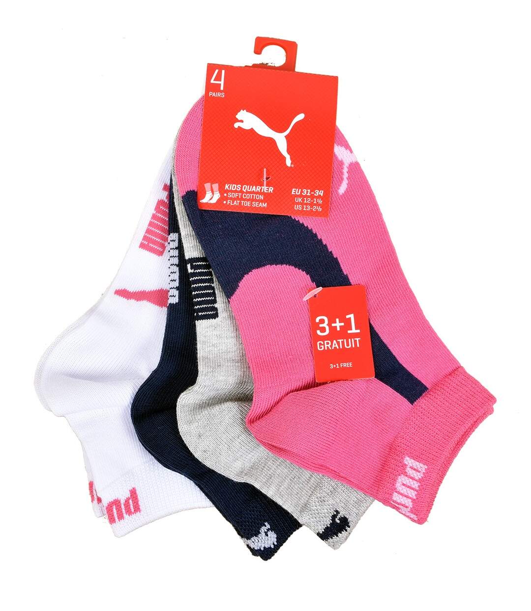 Chaussettes Enfant PUMA Socquettes Tiges 2 Tiers QUARTER Pack de 4 Paires 462 QUARTER