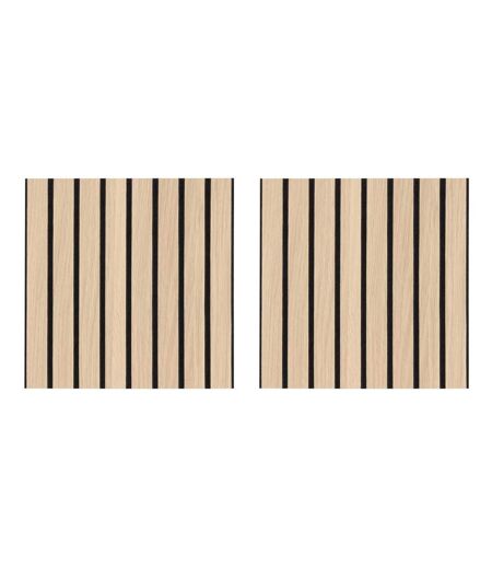 Lot de 2 Panneaux Acoustiques Adhésifs Effet Bois Ribo 30x30cm Marron
