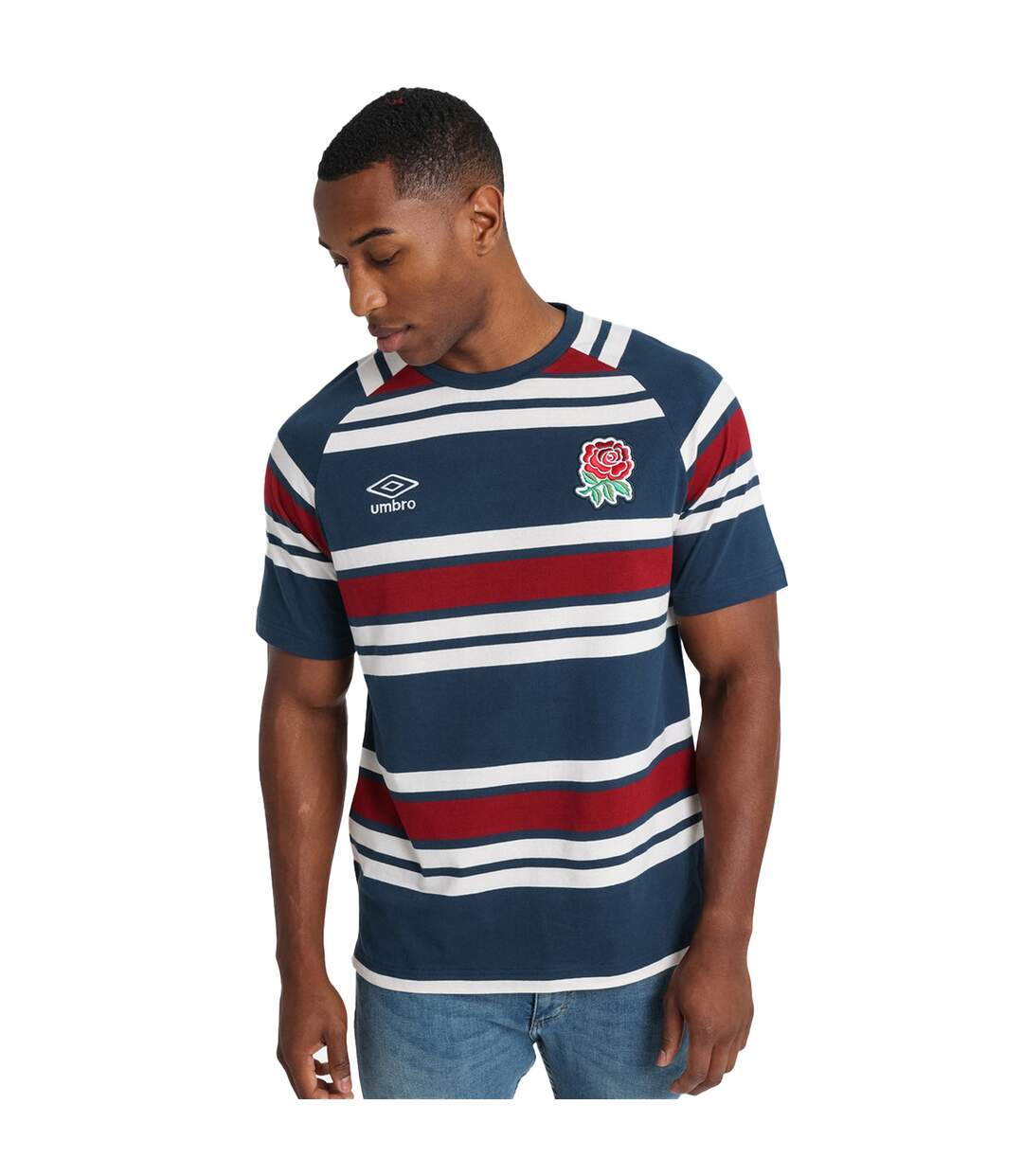 England Rugby Mens Classic Umbro T-Shirt (Moonlight/Cloud Dancer/Rhubarb)