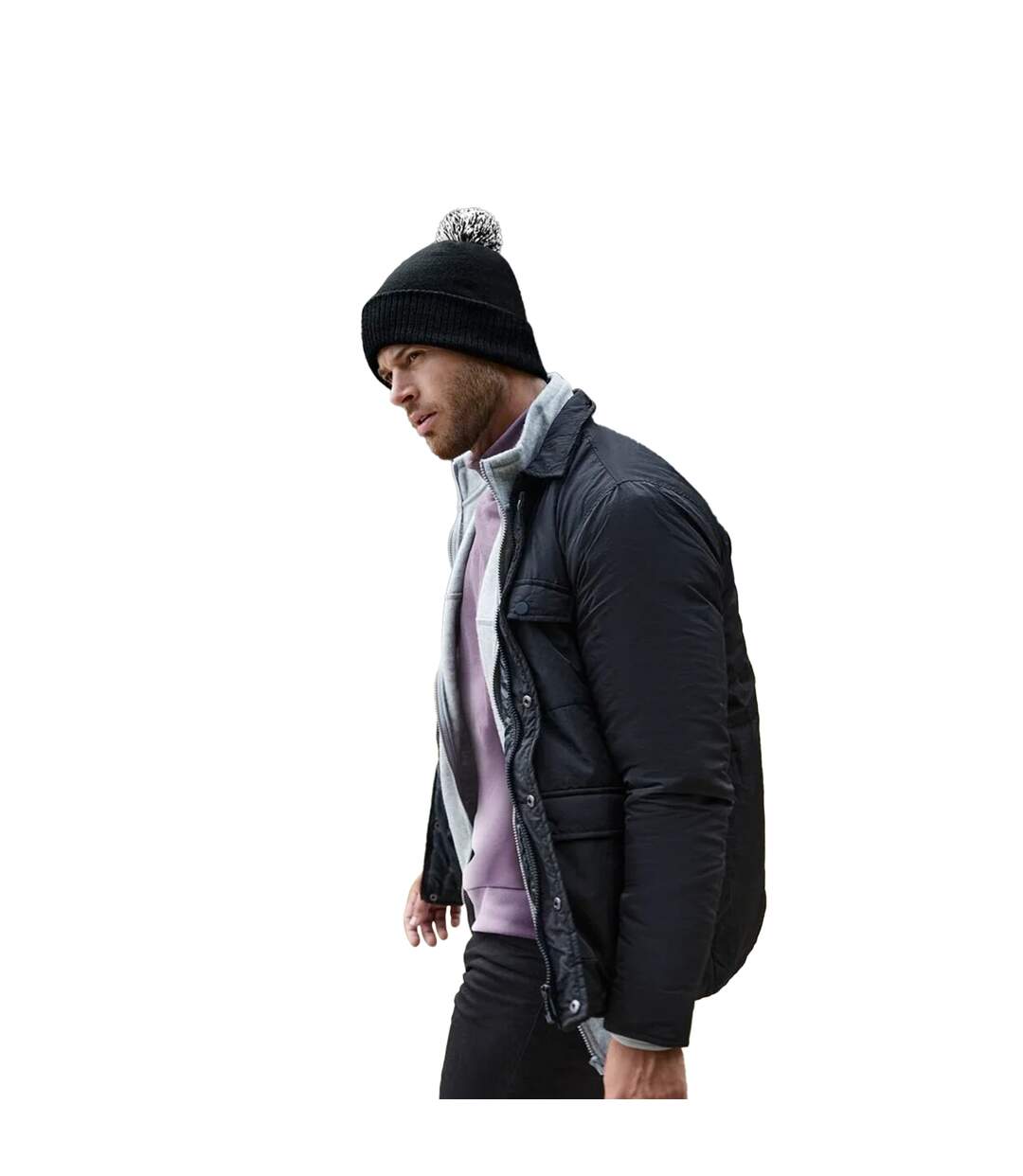 Bonnet noir / blanc Beechfield-3