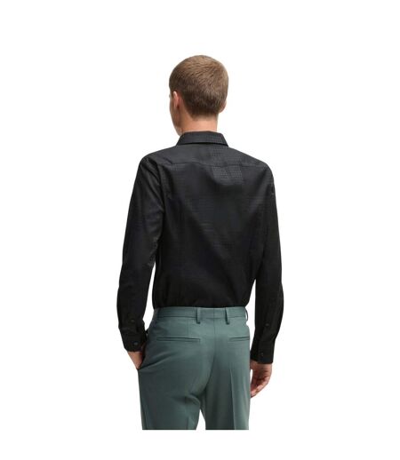 Chemise Style Damier Kenno Homme Noir Hugo