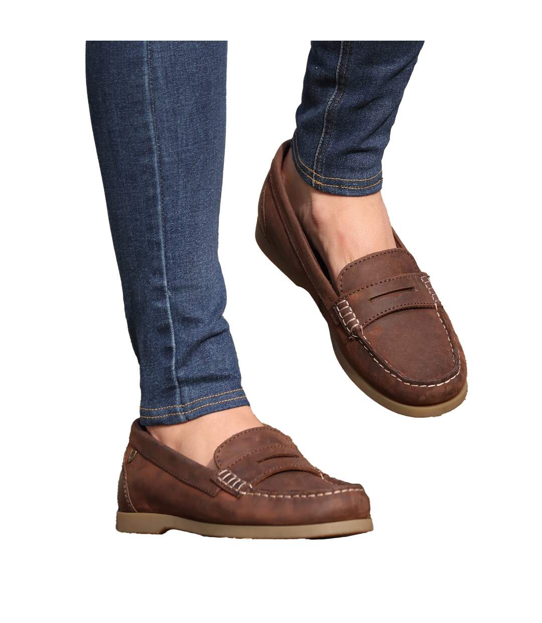Womens/ladies Forli Leather Deck Shoes Brown Moretta-1