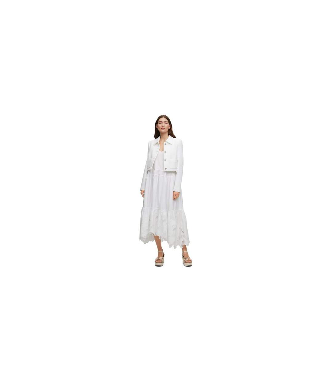 Robe Longue Motif/style Broderie Femme Blanc Imprimé Boss-1