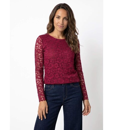 T-shirt dentelle manches longues