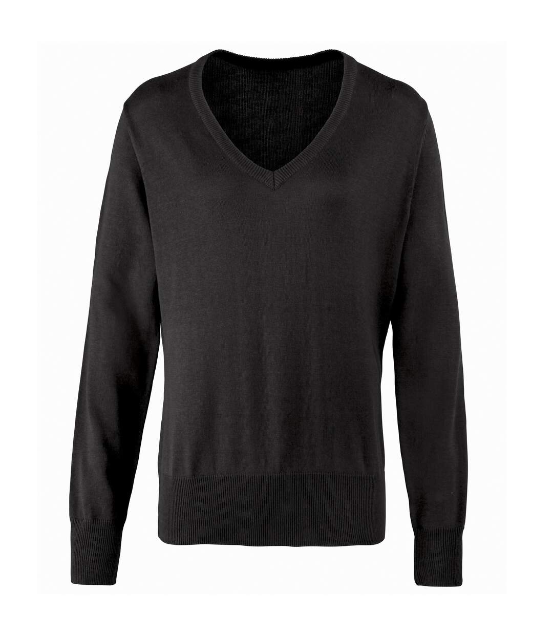 Premier Womens/Ladies V-Neck Knitted Sweater / Top (Black) - UTRW1132-1