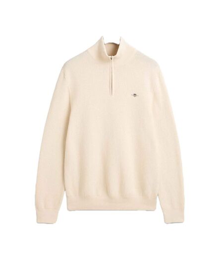 Mens Micro Textured Half Zip Sweatshirt Cream Gant