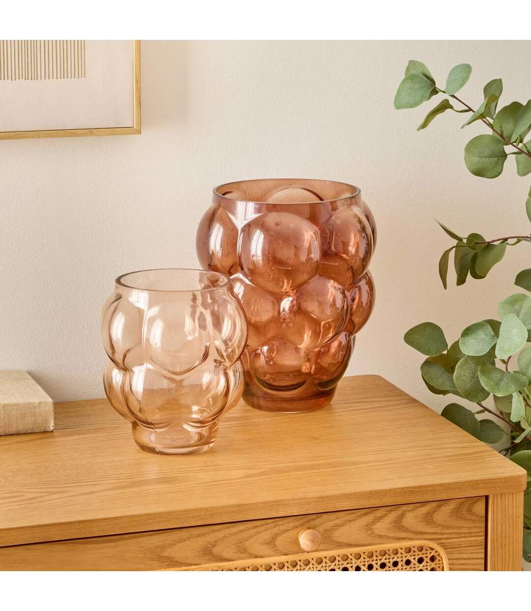 Vase en Verre Soufflé Edia 18cm Rose Clair-3
