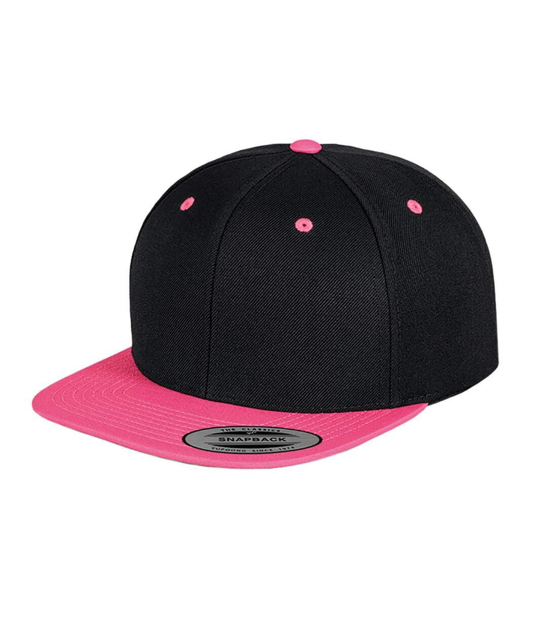 Casquette Ajustable Classic Noir Rose Néon Yupoong-1