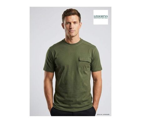 Tee-shirt Chasse LY0600 Homme Ledertys avec Renforts Épaules Kaki