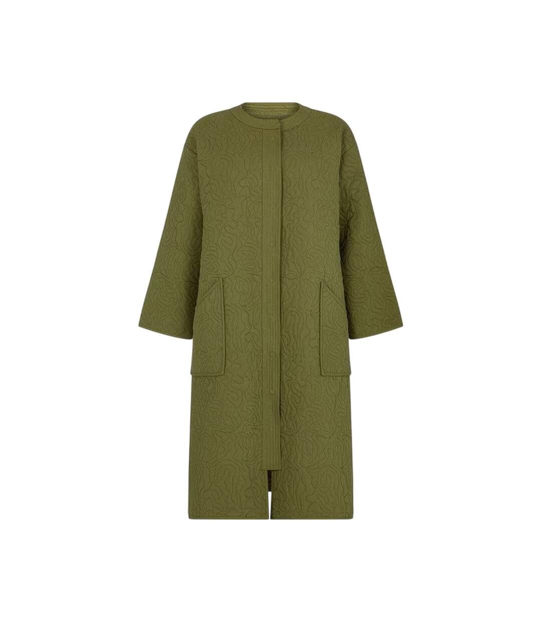 Womens/ladies Heidi Quilted Trench Coat Khaki Green Raffya-2