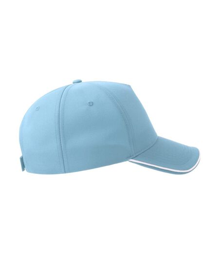 Casquette De Baseball Motif/style 5 Panneaux Recy Five Piping Adulte Bleu Clair Blanc Atlantis Headwear