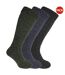 Lot de 3 Chaussettes pour bottes en caoutchouc en mélange de laine paires homme vert/bleu/charcoal Universal Textiles-1