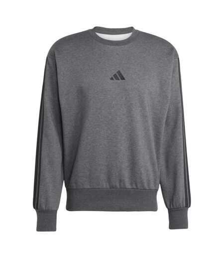 Mens 3 Stripes Sweatshirt Dark Grey Black Adidas