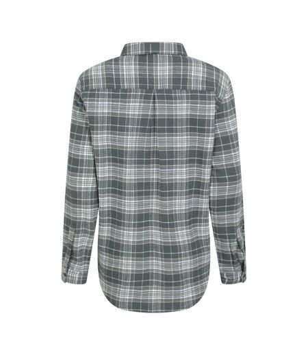 Womens/ladies Balsam Brushed Flannel Longline Shirt Dark Green Mountain Warehouse