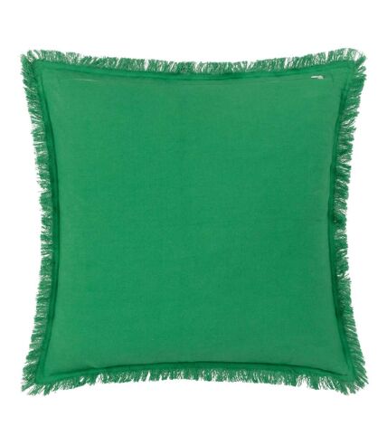 Gracie fringed velvet cushion cover 45cm x 45cm emerald green Furn
